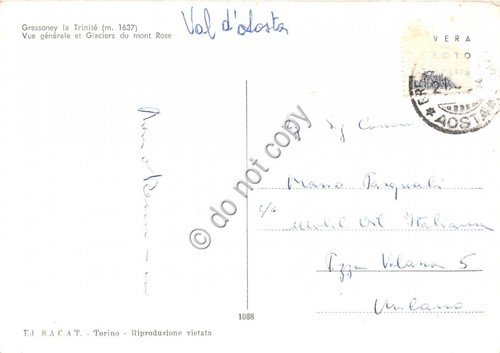 Cartolina Gressoney Trinitè Panorama e Ghiacciai anni '60