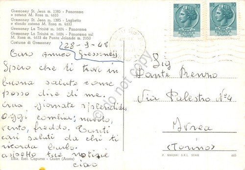 Cartolina Gressoney vedute sci sciatori abiti tradizionali 1978 (Aosta) | Immagine Gallery 2