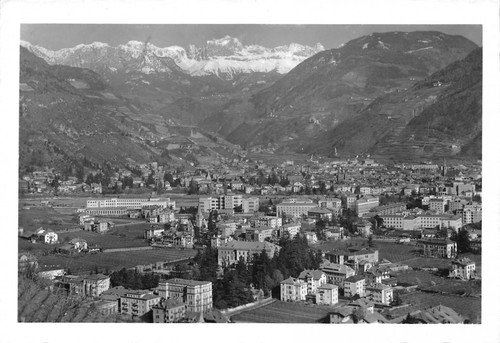 Cartolina Gries Bolzano Panorama verso Catinaccio 1960
