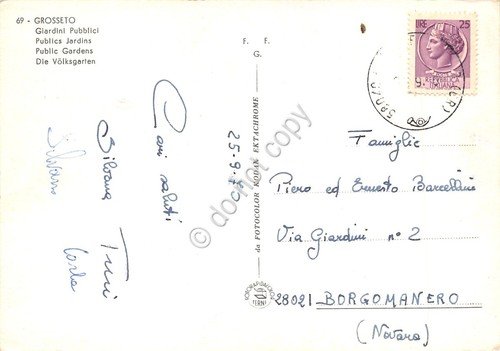 Cartolina Grosseto giardini pubblici animata bambini 1970