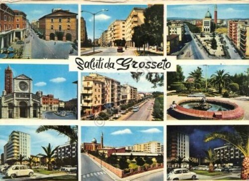 Cartolina Grosseto vedute varie 1970