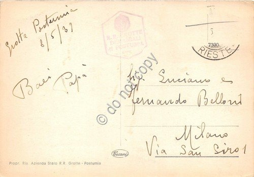 Cartolina Grotte di Postumia Grotta Paradiso 1939 (Trieste) | Immagine Gallery 2