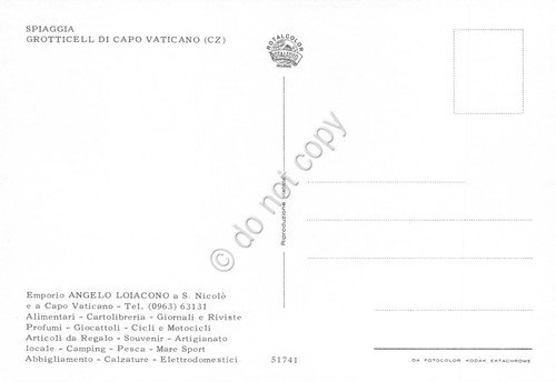 Cartolina Grotticelle di Capo Vaticano spiaggia stabilimenti anni '80 | Immagine Gallery 2
