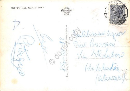 Cartolina Gruppo del Monte Rosa 1958