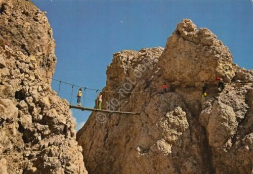 Cartolina Gruppo Sella Via Ferrata Brig. Tridentina timbro Hotel Fanes …