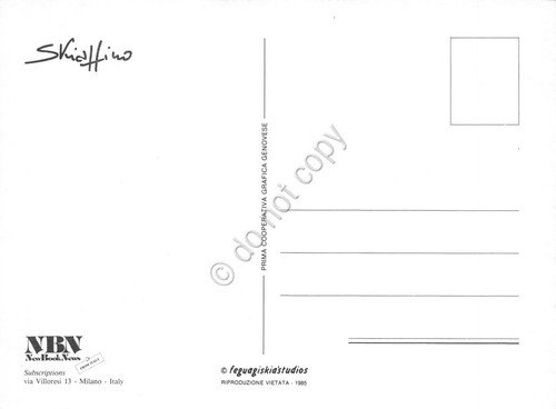 Cartolina Gualtiero Schiaffino Skiaffino alzabandiera italiana a libro 1985