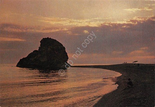 Cartolina Guardia Piemontese Terme Scoglio della Regina spiaggia tramonto 1980
