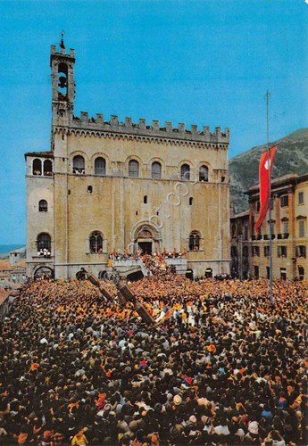 Cartolina Gubbio Alzata dei ceri 15 Maggio animata anni '80 | Immagine principale