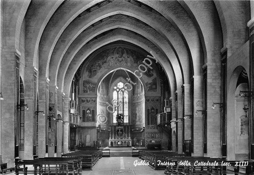 Cartolina Gubbio Cattedrale Interno (Perugia)