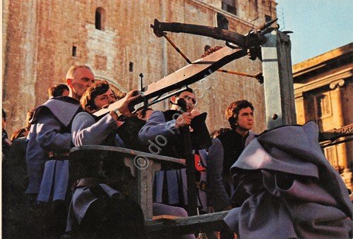 Cartolina Gubbio Palio della Balestra arcieri animata anni '80