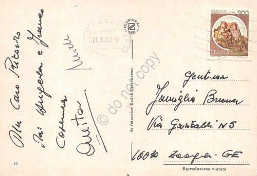 Cartolina Gubbio vedute paese animata 1982 (Perugia)