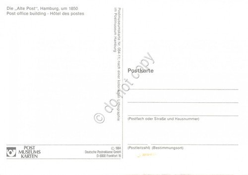 Cartolina Hamburg Die Alte Post Timbro filatelico 1989 | Immagine Gallery 2