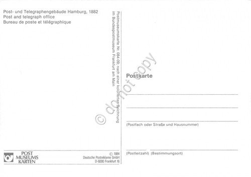 Cartolina Hamburg Post und Telegraphengebaude Timbro filatelico 1989 | Immagine Gallery 2
