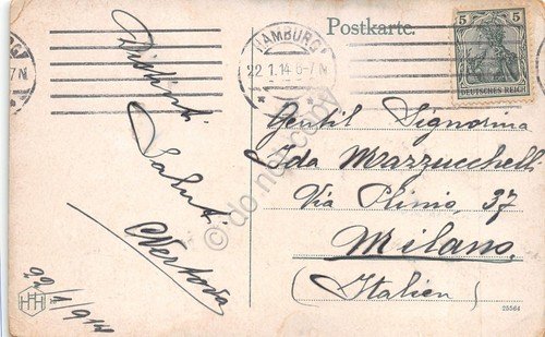 Cartolina Hamburg Wandrahmsbrucke am Zollkanal 1914 | Immagine Gallery 2