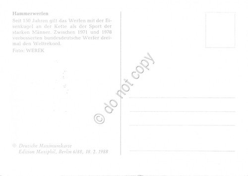 Cartolina Hammerwerfen timbro filatelico 1988 | Immagine Gallery 2