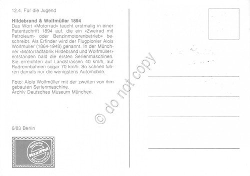 Cartolina Hildebrand & Wolfmuller 1894 timbro filatelico 1983 | Immagine Gallery 2