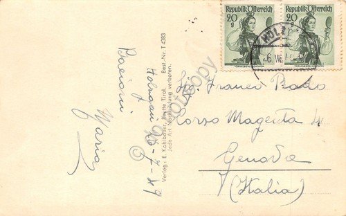 Cartolina Hohenluftkurort Tirol Pension neue Post 1949