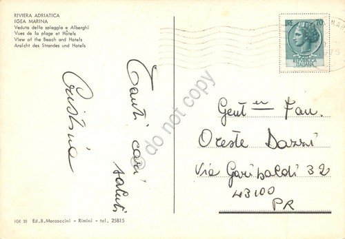 Cartolina Igea 6 vedute spiaggia e alberghi (Rimini)
