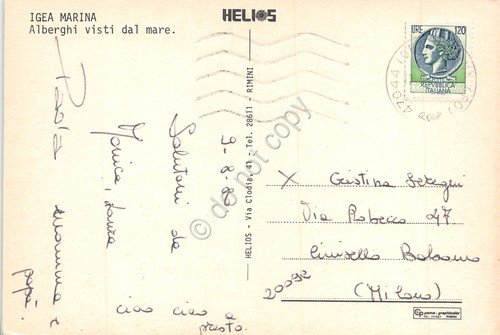 Cartolina Igea Marina panorama dal mare pedalò spiaggia alberghi case … | Immagine Gallery 2