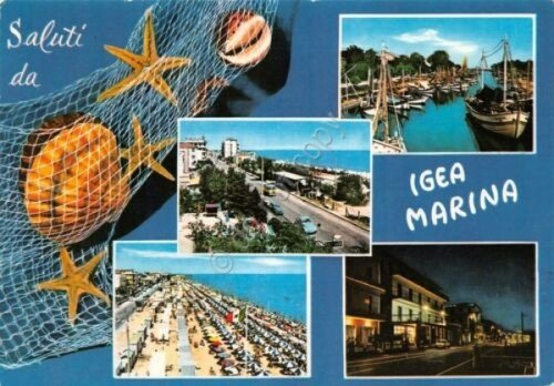 Cartolina Igea Marina vedute timbro targhetta PT 1971 (Rimini) | Immagine principale