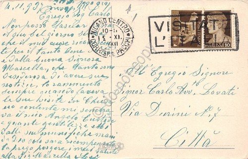 Cartolina Illustrata augurale carte da gioco quadrifoglio 1937