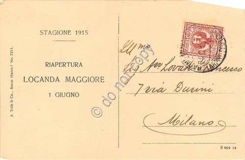 Cartolina Illustrata Bagni di Montecatini Locanda Maggiore 1915