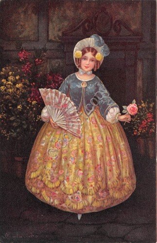 Cartolina Illustrata Emilio Colombo giovane dama del 700 1931
