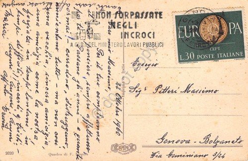 Cartolina Illustrata Fasolis timbro a targhetta stradale 1960