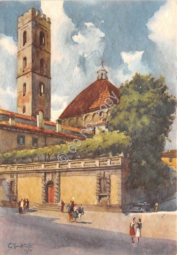 Cartolina Illustrata Frattini Lucca Piazza San Martino