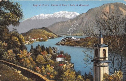 Cartolina Illustrata Lago di Como Chiesa di Sala Isola S. …
