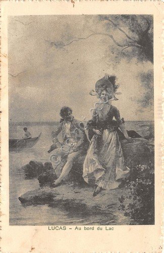 Cartolina Illustrata Lucas Au Bord du Lac 1916