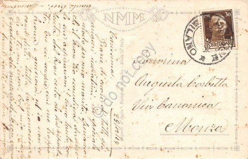 Cartolina illustrata mare costa vele litorale spedita a Monza 1934