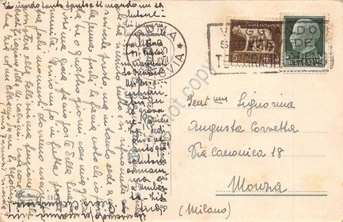 Cartolina illustrata paese fiume alberi spedita da Roma a Monza … | Immagine Gallery 2