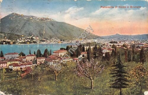 Cartolina Illustrata Panorama di Como e Brunate 1936