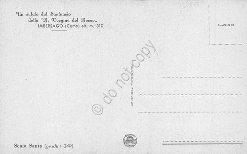 Cartolina Imbersago Santuario B. Vergine del Bosco Scala Santa | Immagine Gallery 2