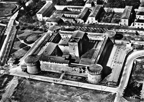 Cartolina Imola Panorama aereo della Rocca 1955 | Immagine principale