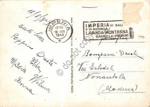 Cartolina Imperia spiaggia animata 1949