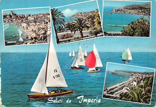 Cartolina Imperia vedute varie 1961 Timbro targhetta PT