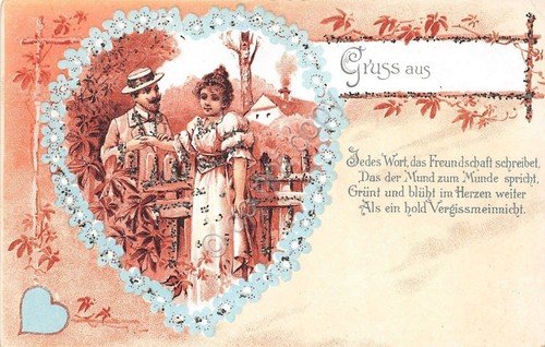 Cartolina innamorati Gruss aus cuore lustrini
