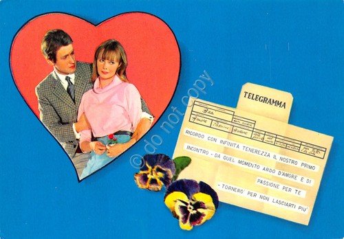 Cartolina Innamorati telegramma cuore Viole fiori ED CECAMI | Immagine principale