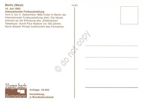 Cartolina Internationale Funkausstellung timbro filatelico 1983 | Immagine Gallery 2