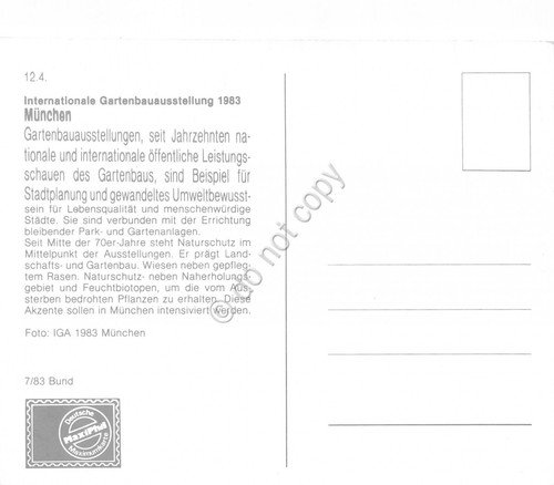 Cartolina Internationale Gartenbauausstellung Munchen timbro filatelico 1983 | Immagine Gallery 2