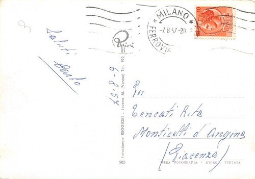 Cartolina Intra Panorama dal lago 1957
