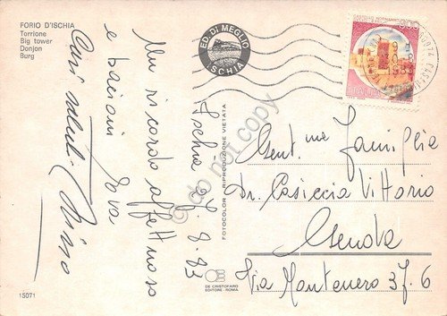 Cartolina Ischia Forio d'Ischia Torrione 1983 (Napoli)