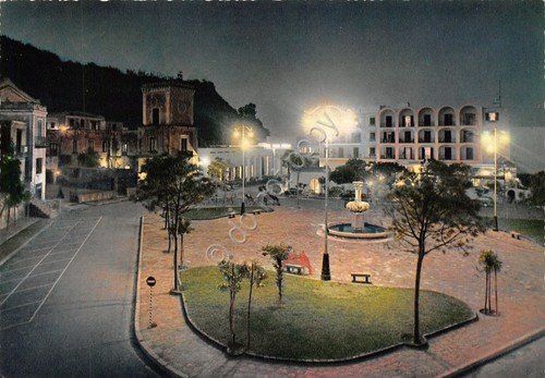 Cartolina Ischia Lacco Ameno Piazza Santa Redegonda Notturno (Napoli)