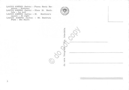 Cartolina Ischia Lacco Ameno Piazza Santa Redegonda Notturno (Napoli)
