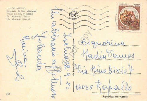 Cartolina Ischia Lacco Ameno Spiaggia San Montano panorama dall'alto 1982 | Immagine Gallery 2