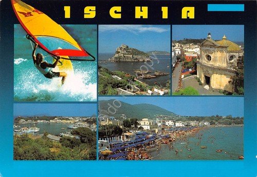 Cartolina Ischia vedute varie surf 1998 (Napoli)