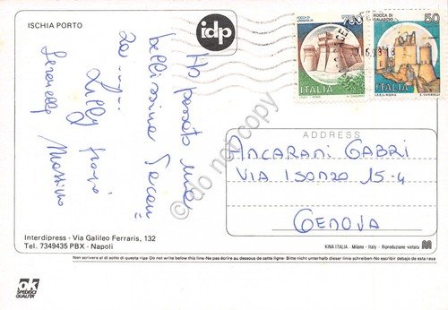 Cartolina Ischia vedute varie surf 1998 (Napoli)