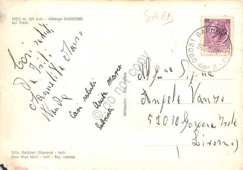 Cartolina Isili Albergo Giardino 1970 molte piccole grinze | Immagine Gallery 2